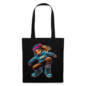 Cooles Girl Graffiti Hip Hop Rap Skater Musik - Stoffbeutel - Schwarz - Vorne
