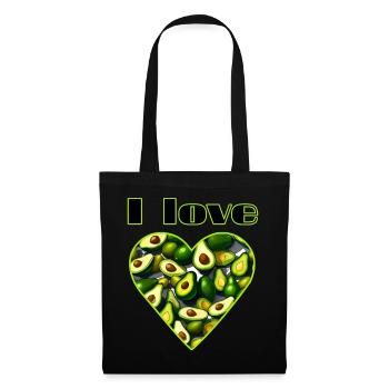 I love Avocado Herz - Stoffbeutel - Schwarz - Vorne