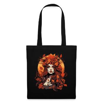 Beautiful woman with autumn foliage - Tote Bag - black - Front