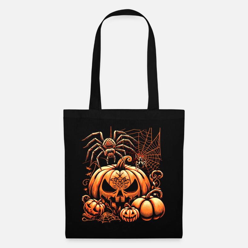 Halloween spider with pumpkins - Tote Bag - black