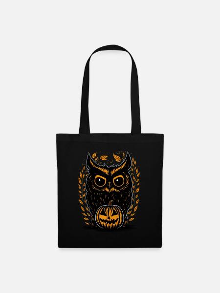 Halloween-Eule - Stoffbeutel - Schwarz