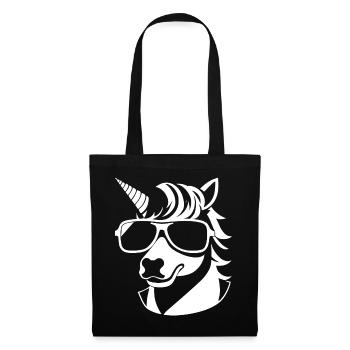 Lustige Einhörner mit Sonnenbrille Cooles Einhorn - Stoffbeutel - Schwarz - Vorne