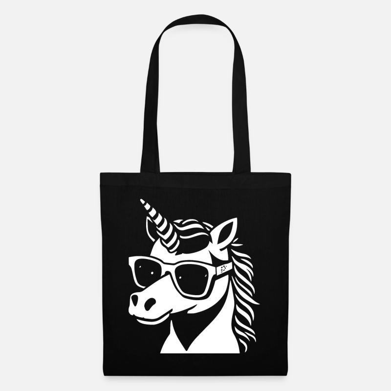 Lustige Einhörner mit Sonnenbrille Cooles Einhorn - Stoffbeutel - Schwarz