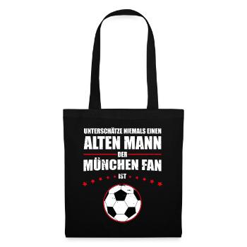 Alter Mann - München Fan | Retro Vintage Fußball - Stoffbeutel - Schwarz - Vorne