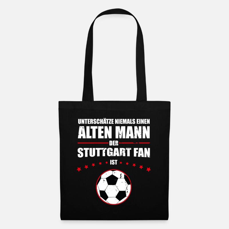 Alter Mann - Stuttgart Fan | Retro Vintage Design - Stoffbeutel - Schwarz