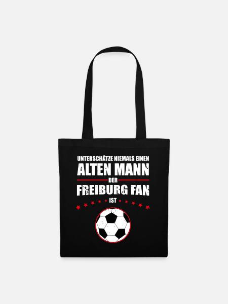 Alter Mann - Freiburg Fan | Retro Vintage Design - Stoffbeutel - Schwarz