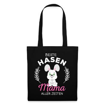 Beste Hasen Mama Süßes Kaninchen Häschen Spruch - Stoffbeutel - Schwarz - Vorne