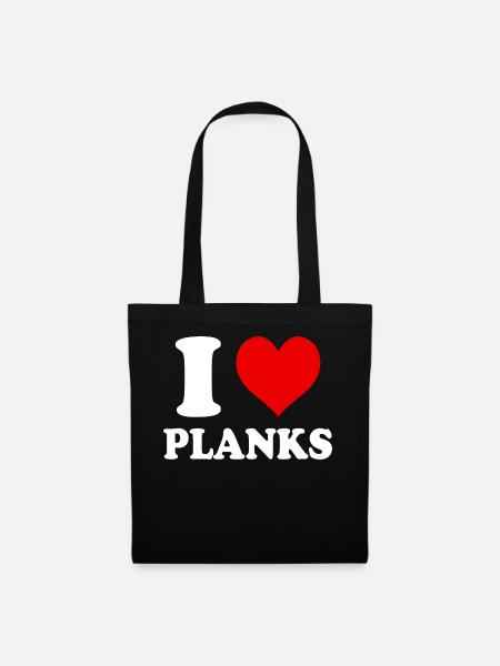 I Love Planks Heart Funny Witty - Tote Bag - black