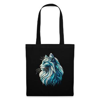 Blue cat head, geometric art, polygons - Tote Bag - black - Front
