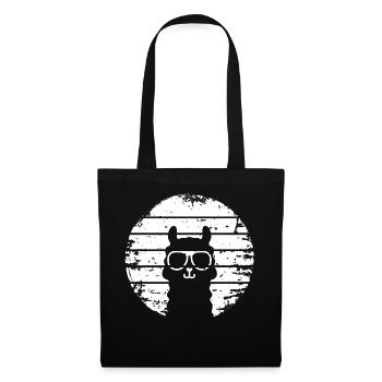 Lama rétro coucher de soleil - Sac en tissu - noir - Devant