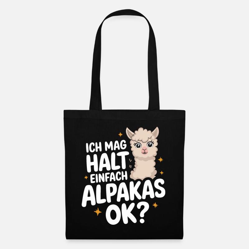 Alpaka Lama Alpakas Tier - Stoffbeutel - Schwarz