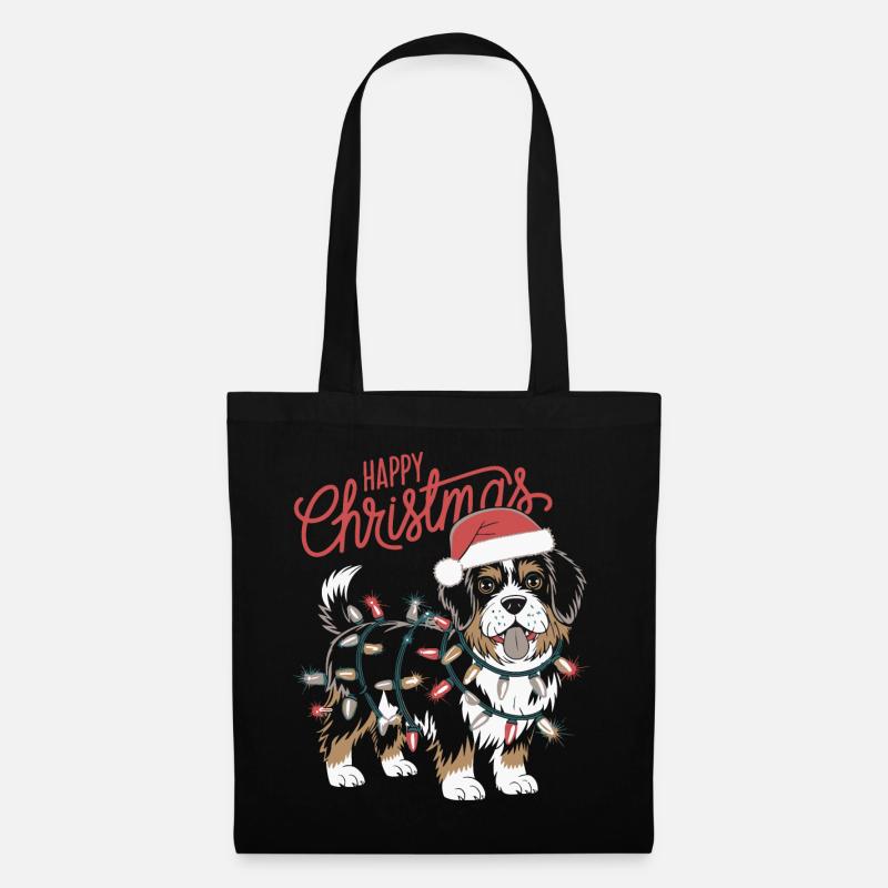 Frohe Weihnachten HUND - Stoffbeutel - Schwarz