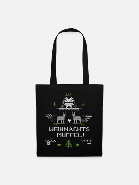 Weihnachtsmuffel, Ugly Christmas - Stoffbeutel - Schwarz