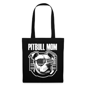 Pitbull Mom Patriotic Lustiges 4th of July - Stoffbeutel - Schwarz - Vorne