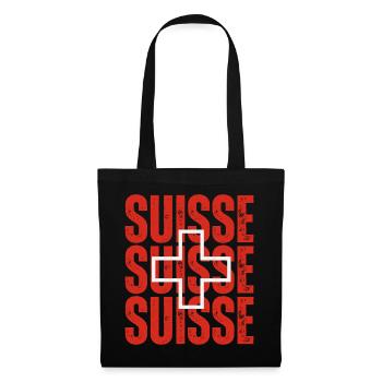 Flagge der Schweiz, Schweizer Stolz - Stoffbeutel - Schwarz - Vorne