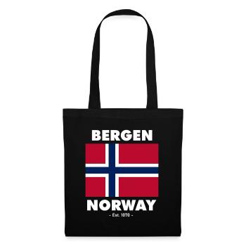 Norway Flag - Bergen - Norge - Norwegen - Tote Bag - black - Front