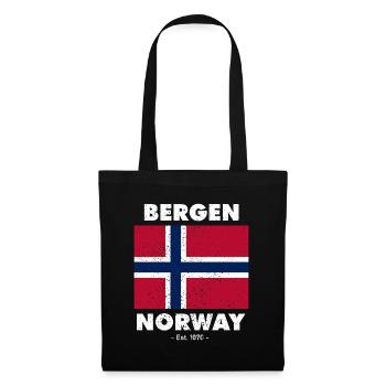 Norway Flag - Bergen - Norge - Norwegen - Tote Bag - black - Front