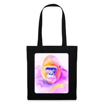 Gorilla-Porträt (Aquarell) - Stoffbeutel - Schwarz - Vorne