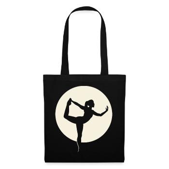 Yoga Silhouette Dancer Pose in Front of Moon - Tote Bag - black - Front