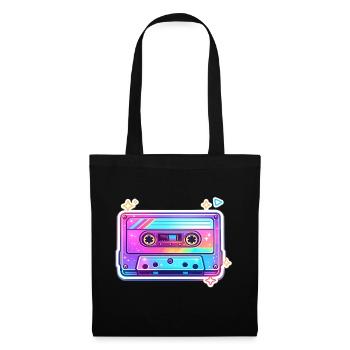 Neon Rainbow Cassette Sticker - Tote Bag - black - Front