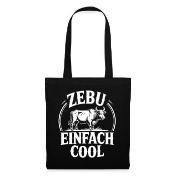 Zebu Einfach Cool: Schwarzweiß Grafik - Stoffbeutel - Schwarz - Vorne