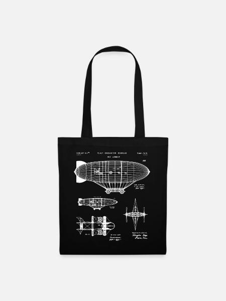 Zeppelin-Bauplan-Skizze - Stoffbeutel - Schwarz