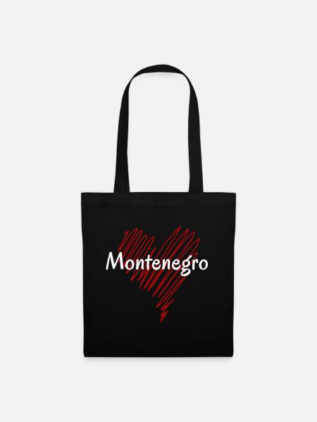 Ich liebe Montenegro, Herz Montenegro - Stoffbeutel - Schwarz