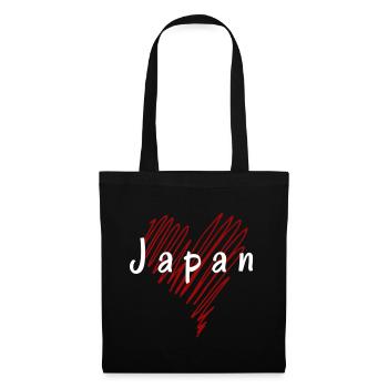 Ich liebe Japan, Herz Japan - Stoffbeutel - Schwarz - Vorne