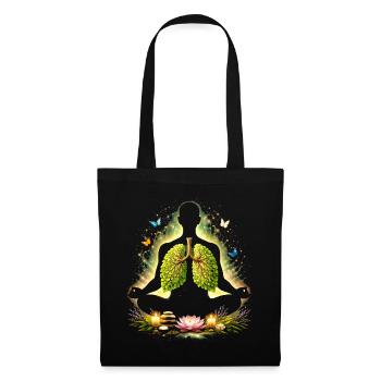 Meditation Atmung Natur Lunge Design  - Stoffbeutel - Schwarz - Vorne