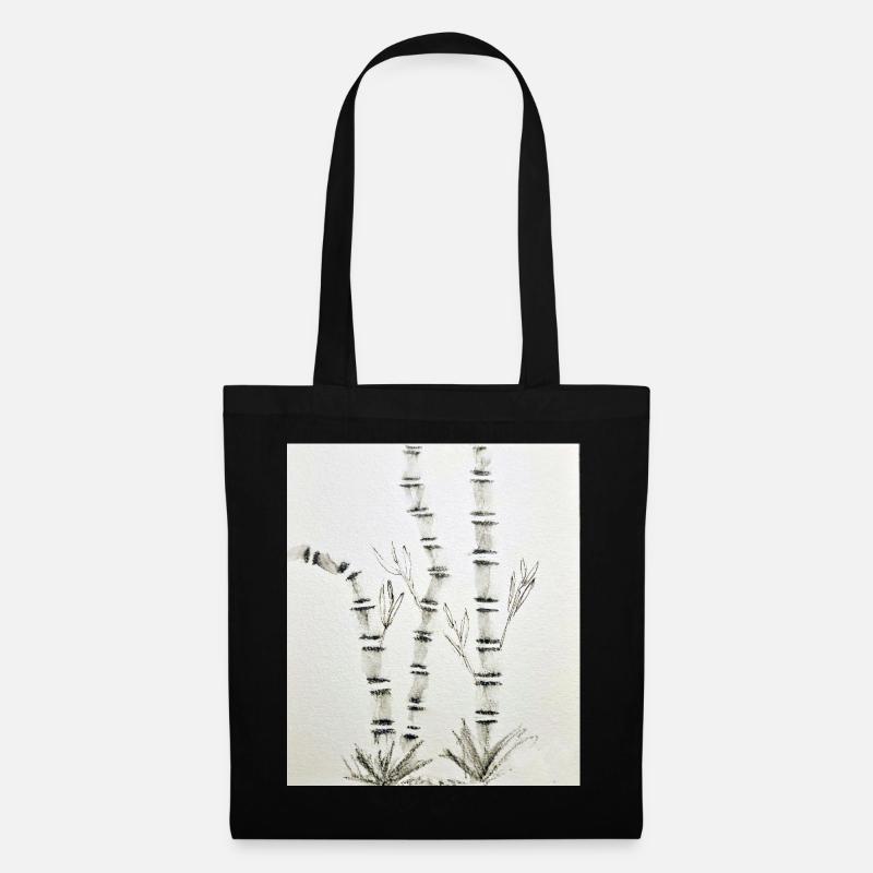 Bamboo Drawing in Ink Style - Tote Bag - black