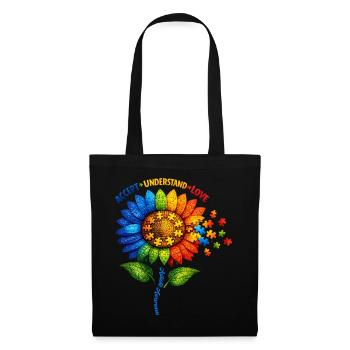 Autismus-Bewusstsein-Sonnenblume - Stoffbeutel - Schwarz - Vorne
