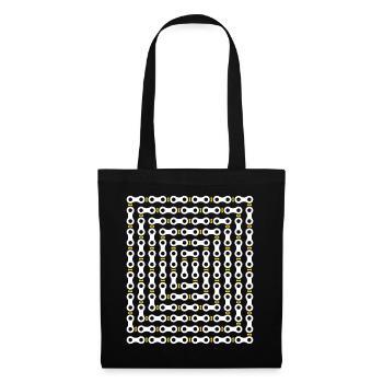 Motif de chaîne de vélo - Sac en tissu - noir - Devant