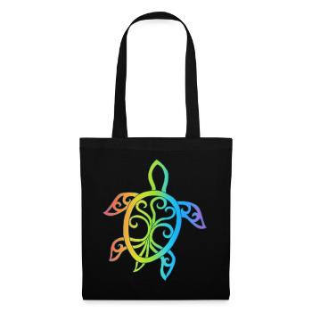 Multicolored Mandala Turtle - Tote Bag - black - Front