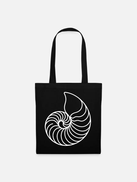 Nautilus Spirale Linienkunst - Stoffbeutel - Schwarz