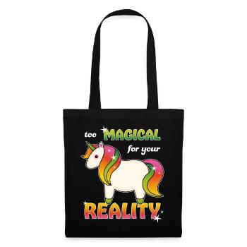 Regenbogen Einhorn - Stoffbeutel - Schwarz - Vorne