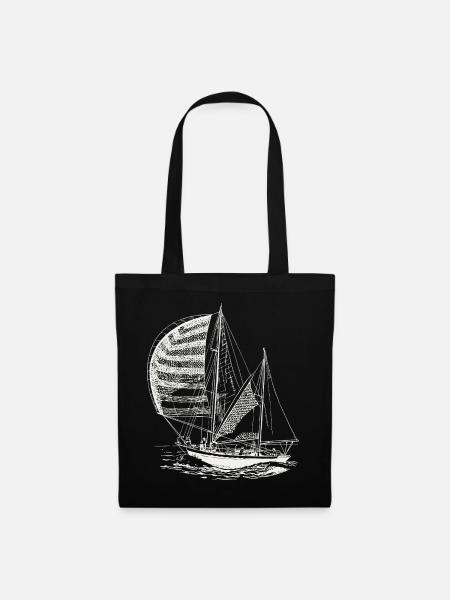 Segelboot Segeln Segler Meer Nautik Vintage Motiv - Stoffbeutel - Schwarz