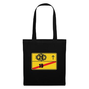 Ortsschild 20. Geburtstag Geschenk - Stoffbeutel - Schwarz - Vorne