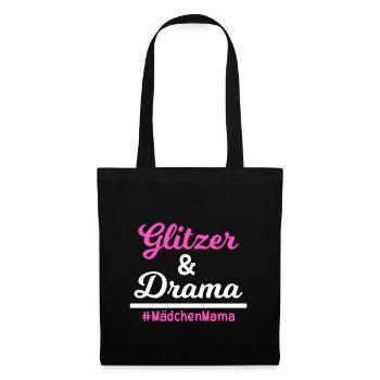 Glitzer und Drama #MädchenMama - Stoffbeutel - Schwarz - Vorne