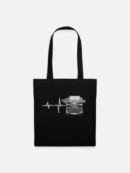 Geschenk Heartbeat Schreibmaschine - Stoffbeutel - Schwarz