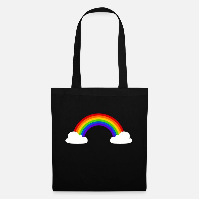 Regenbogen mit Wolken - Stoffbeutel - Schwarz