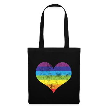 cœur - Sac en tissu - noir - Devant