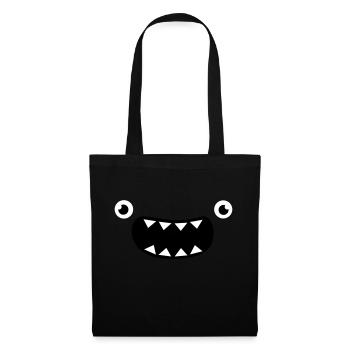 Funny Monster Face - Sac en tissu - noir - Devant