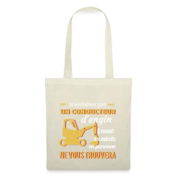 Tee shirt conducteur d'engins • Excavateur Shirt - Sac en tissu - nature - Devant