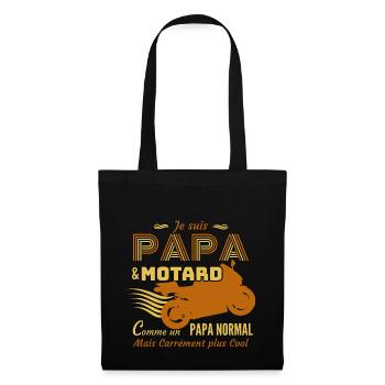 Motard Shirt • Papa & Motard Shirt Humoristique - Sac en tissu - noir - Devant
