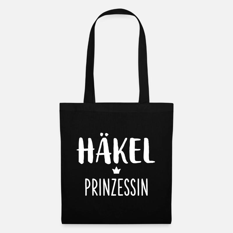 Häkel Prinzessin Krone I Geschenk häkeln Hobby - Stoffbeutel - Schwarz