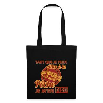 Pecheur shirt • Je m´en Fish • Pecheur Cadeau - Sac en tissu - noir - Devant