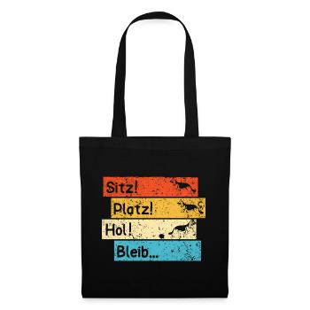 Sitz Platz Hol Bleib deutscher Schäferhund - Stoffbeutel - Schwarz - Vorne