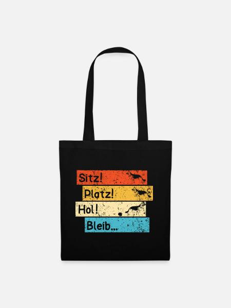 Sitz Platz Hol Bleib deutscher Schäferhund - Stoffbeutel - Schwarz