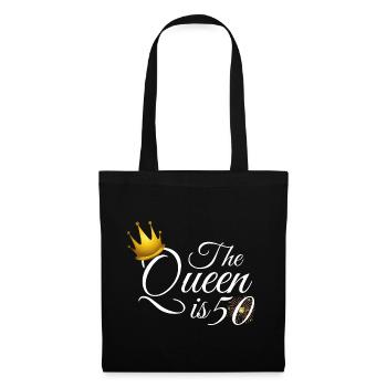 Cadeaux femmes 50e anniversaire, La Reine a 50 ans - Sac en tissu - noir - Devant