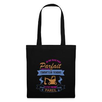 je ne suis pas parfait conducteur d´engins cadeau - Sac en tissu - noir - Devant